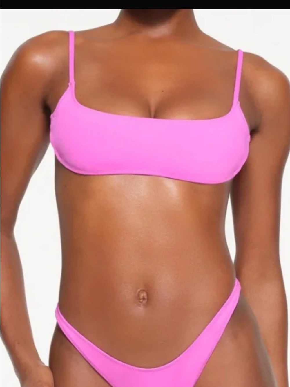 SKIMS Bright Pink Scoop Bikini Top